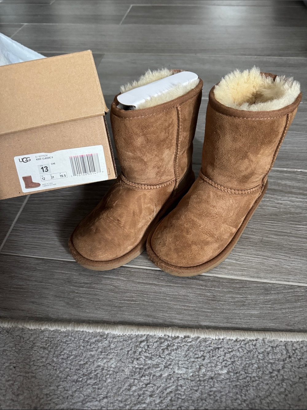 UGG Kids Chestnut Suede Cozy Shearling Boots